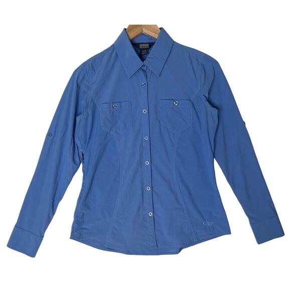Outdoor Research Wayward Blue Button Up Shirt Hiking Camping UV Protection XS - Picture 2 of 10